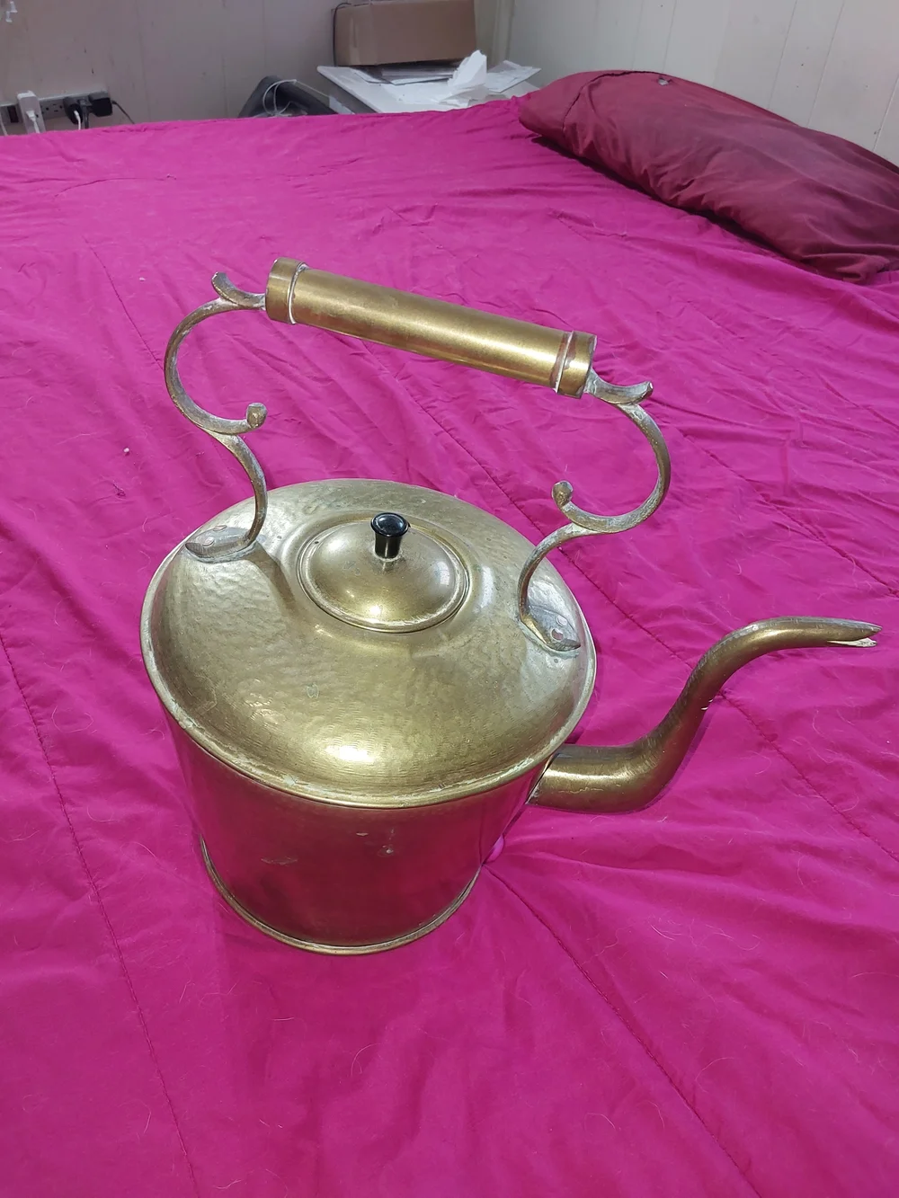 Brass Finish Very Large Vintage Teapot Kettle - Gold
